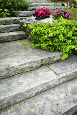escalier fait de pierre et de pavé uni